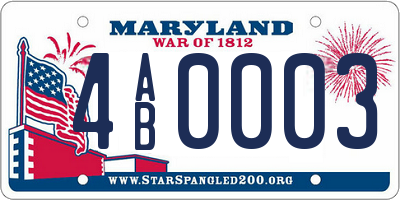 MD license plate 4AB0003