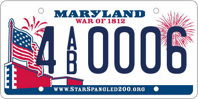 MD license plate 4AB0006