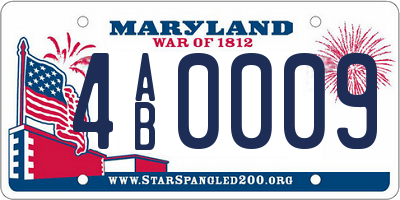 MD license plate 4AB0009