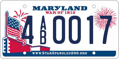 MD license plate 4AB0017