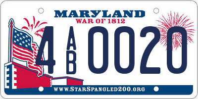 MD license plate 4AB0020