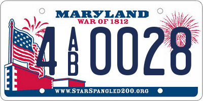 MD license plate 4AB0028