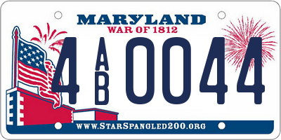 MD license plate 4AB0044