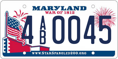 MD license plate 4AB0045