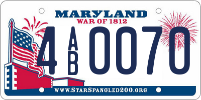 MD license plate 4AB0070