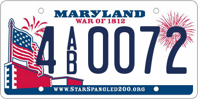 MD license plate 4AB0072