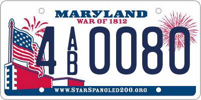 MD license plate 4AB0080