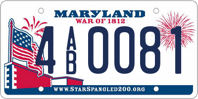MD license plate 4AB0081