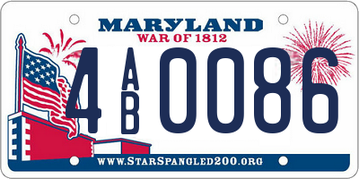 MD license plate 4AB0086