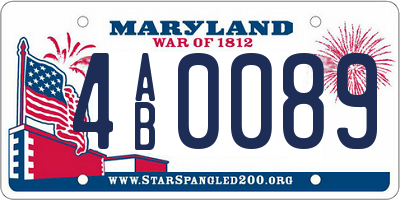 MD license plate 4AB0089