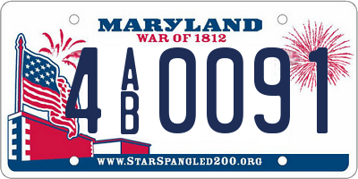 MD license plate 4AB0091