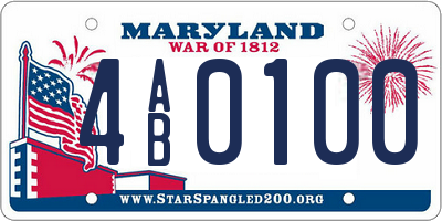 MD license plate 4AB0100