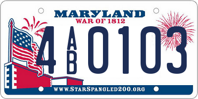 MD license plate 4AB0103