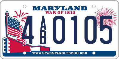 MD license plate 4AB0105
