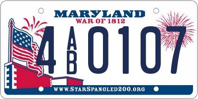MD license plate 4AB0107