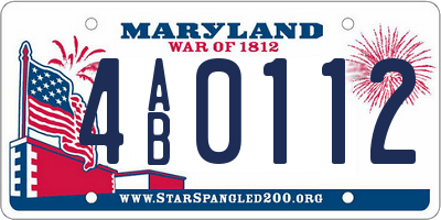 MD license plate 4AB0112