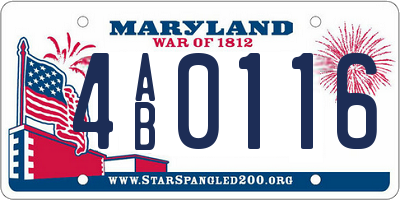 MD license plate 4AB0116