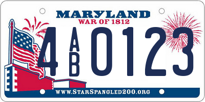 MD license plate 4AB0123