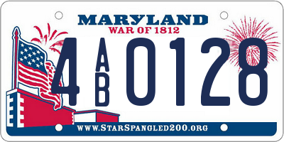 MD license plate 4AB0128