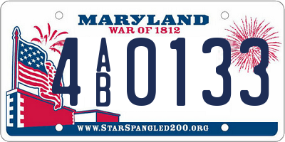 MD license plate 4AB0133