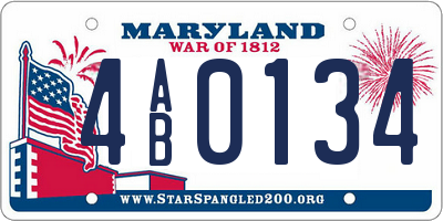 MD license plate 4AB0134