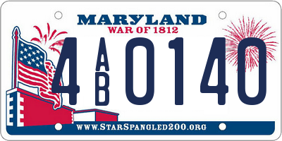 MD license plate 4AB0140