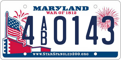 MD license plate 4AB0143