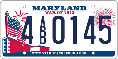 MD license plate 4AB0145