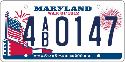 MD license plate 4AB0147