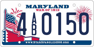 MD license plate 4AB0150