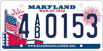 MD license plate 4AB0153