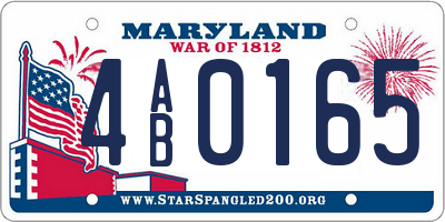 MD license plate 4AB0165