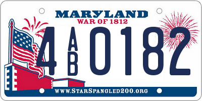 MD license plate 4AB0182