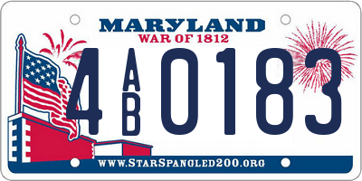 MD license plate 4AB0183