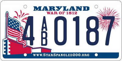 MD license plate 4AB0187