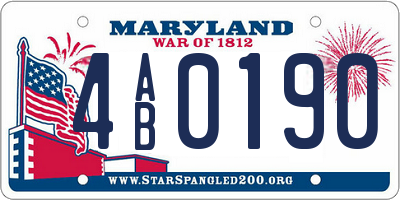 MD license plate 4AB0190