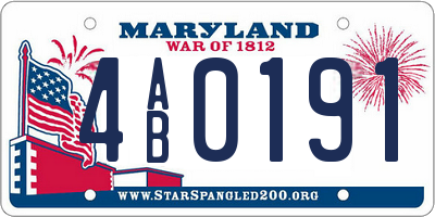 MD license plate 4AB0191
