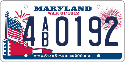 MD license plate 4AB0192