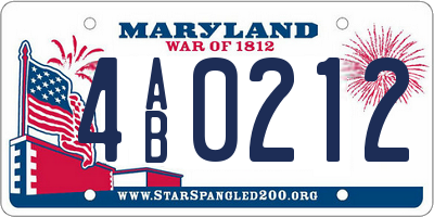 MD license plate 4AB0212