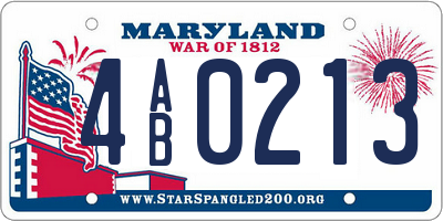MD license plate 4AB0213