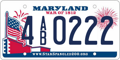 MD license plate 4AB0222