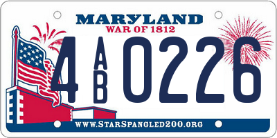 MD license plate 4AB0226