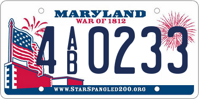 MD license plate 4AB0233