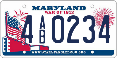 MD license plate 4AB0234