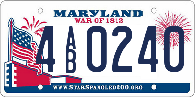 MD license plate 4AB0240