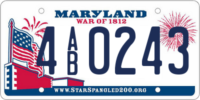 MD license plate 4AB0243