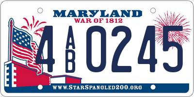 MD license plate 4AB0245