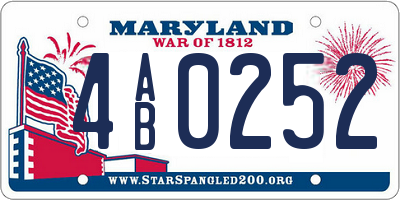 MD license plate 4AB0252