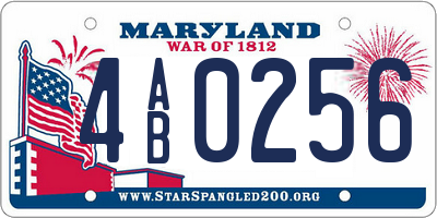MD license plate 4AB0256