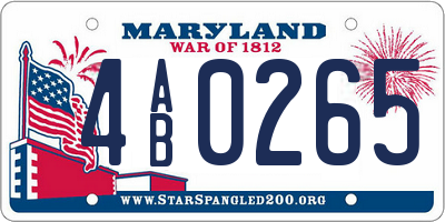 MD license plate 4AB0265